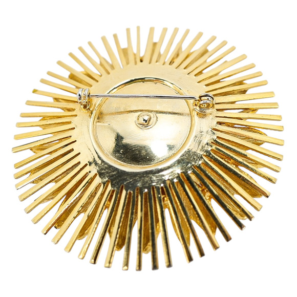 Large Vintage Watermelon Glass Rhinestone Brooch - Starburst Design - Picture 11 of 11